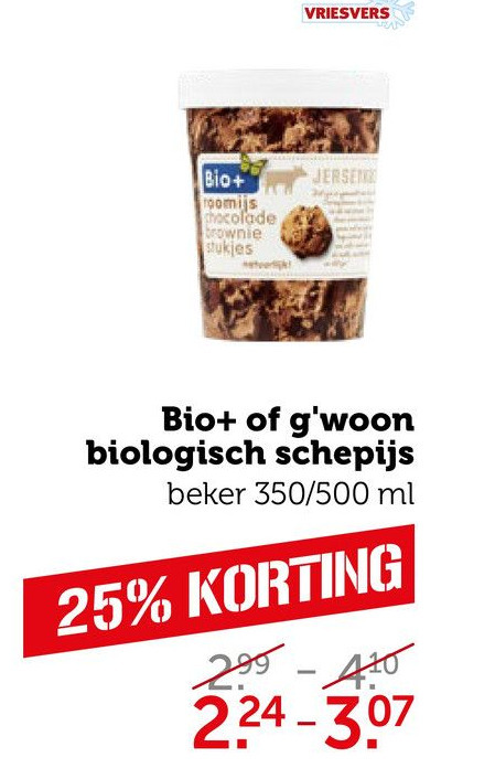 Bio+ of g'woon biologisch schepijs aanbieding bij Coop