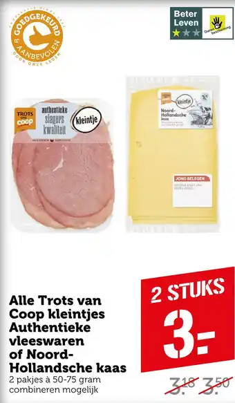 Coop Alle Trots van Coop kleintjes Authentieke vleeswaren of Noord- Hollandsche kaas aanbieding