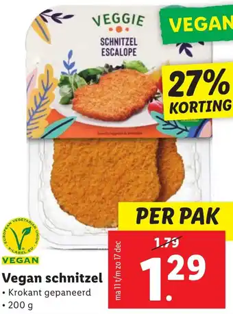 Lidl Vegan schnitzel 200g aanbieding