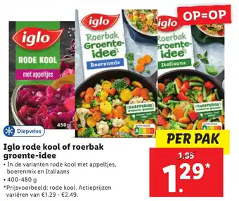 Lidl Iglo rode kool of roerbak groente-idee aanbieding