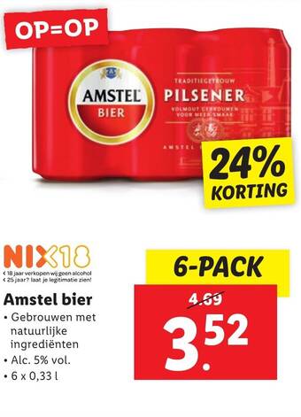 Lidl Amstel bier aanbieding
