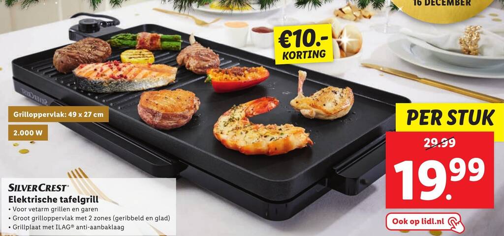 LEBENLANG Elektrische Tafelgrill - 2400W - Inclusief Grilltang En Spatbescherming 30 X 237 X 15 Cm Rvs