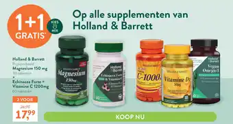 Holland & Barrett Holland & Barrett Magnesium 150 mg + Echinacea Forte + Vitamine C 1200mg aanbieding