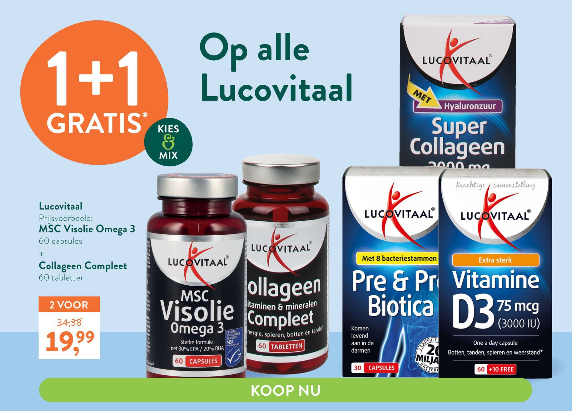Lucovitaal MSC Visolie Omega 3 + Collageen Compleet aanbieding bij