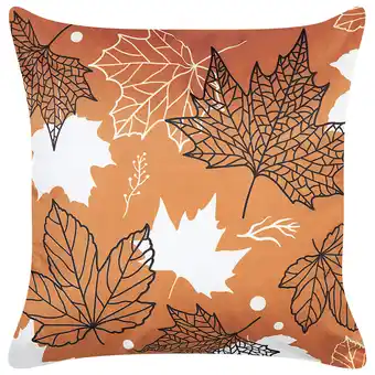 Beliani Sierkussen fluweel bladpatroon oranje 45 x 45 cm poinsettia aanbieding