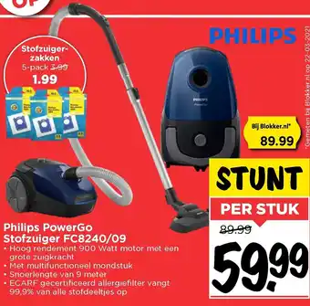 Vomar Voordeelmarkt Philips Stofzuiger PowerGo | FC8240/09 aanbieding