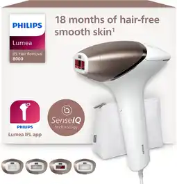 Amazon Philips lumea ipl-ontharingapparaat 8000-serie - ontharingsapparaat met senseiq-technologie, 4 opzetstukken lichaam, gezicht, aanbieding