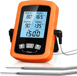 Amazon Cirycase vleesthermometer, digitaal, snel en nauwkeurig afleesbare oventhermometer met twee 16,3 cm roestvrijstalen sondes, g aanbieding