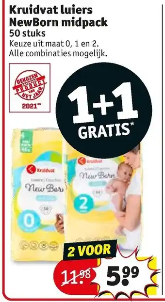 Kruidvat Kruidvat Luiers NewBorn midpack 2*50st aanbieding