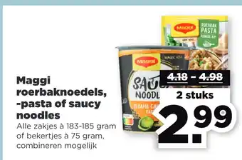 PLUS Maggi roerbaknoedels, -pasta of saucy noodles aanbieding