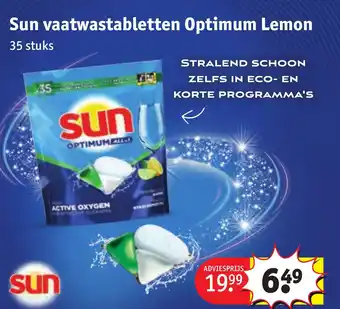 Kruidvat Sun vaatwastabletten Optimum Lemon 35 stuks aanbieding