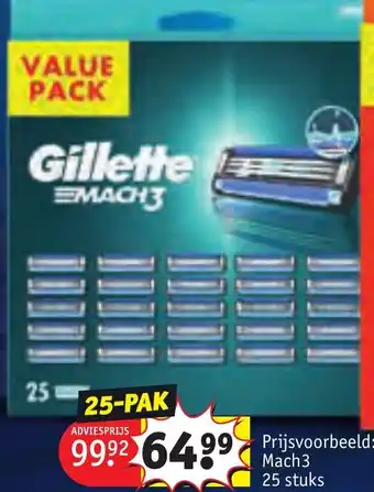 Kruidvat Gillette Mach3 25 stuks aanbieding