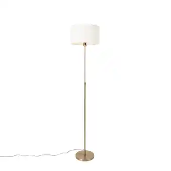 Lampenlicht.nl Vloerlamp verstelbaar brons met boucle kap wit 35 cm - parte aanbieding