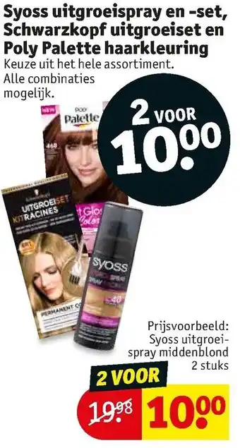 Kruidvat Syoss uitgroeispray en -set, Schwarzkopf uitgroeiset en Poly Palette haarkleuring aanbieding