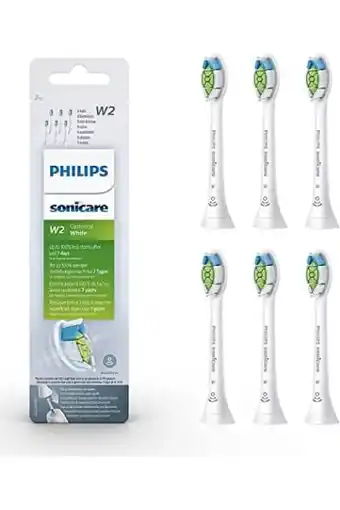 Amazon Philips sonicare original w2 optimal white standaard sonische opzetborstels - 6 stuks in wit (model hx6066/10) aanbieding