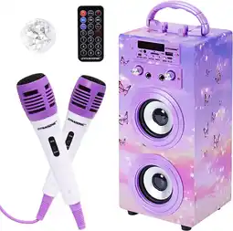 Amazon Dynasonic (3 generatie) karaoke set met microfoon, spreker ideaal voor originele geschenken voor kinderen meisjes speelgoed,  aanbieding