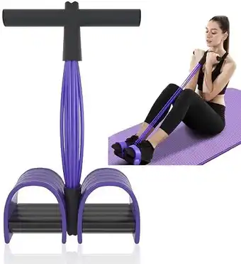 Amazon Owyee buiktrainer, sit-up-trainingsapparaat, bodybuilding, expander, full-body trainer voor thuis, 6 buizen, elastisch trekko aanbieding