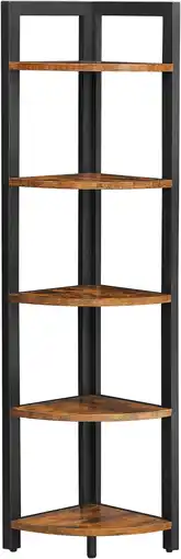 Amazon Vasagle hoekplank met 5 niveaus, hoekboekenkast, veelzijdig opbergmeubel, plantenrek, voor woonkamer, slaapkamer, kantoor, in aanbieding