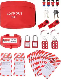 Amazon Elektrische stroomonderbreker lockout tagout-set hangslot loto-labels hasps medium klem op stroomonderbreker lock-set kabelbi aanbieding