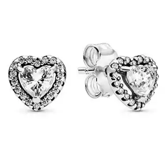 Amazon Pendientes pandora 298427c01 plata primera ley mujer corazones en relieve aanbieding