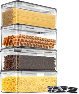 Amazon 3,2 l voorraaddozen met deksel, luchtdicht, set van 4 met krijtmarker en etiketten, bpa-vrije plastic opbergdoos, keuken, spa aanbieding