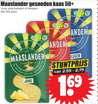 Dirk Maaslander gesneden kaas 50 Pak 150 gram aanbieding