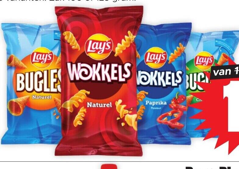 Lays Bugles of Wokkels zak 100 of 125 gram aanbieding bij Dirk