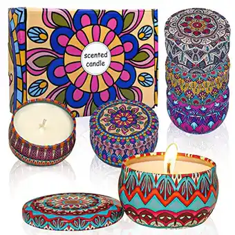 Amazon Aromatherapie gift set met geurkaarsen: pak van 6 rose lavender vanilla freesia lemon gardenia natural soy wax, kaars voor re aanbieding