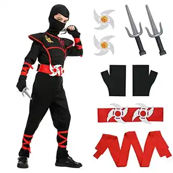 Amazon Aomig ninja-kostuum, halloween ninja-kostuum voor kinderen met ninja-accessoires, warrior ninja-spierkostuum voor jongensmeis aanbieding