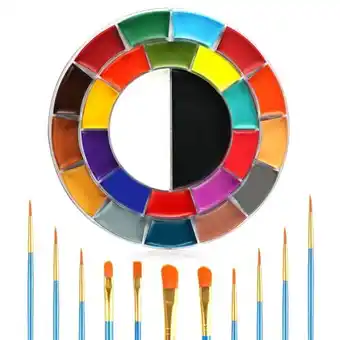 Amazon Lophe face paint kit, 25 kleuren professional face body paint set met 10 borstels, wasbaar op olie gebaseerd facepaints make- aanbieding