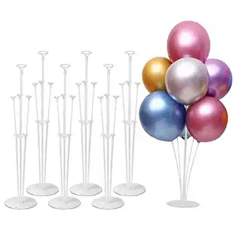 Amazon Vorhot ballonstandaard, 7 stuks, 3 etages, ballonstandaard, transparante ballonhouderset, herbruikbare ballonstaven voor fest aanbieding