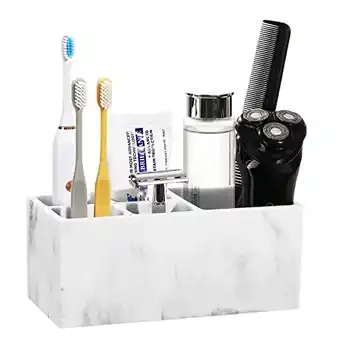 Amazon Luxspire resin toothbrush holder, 5 slots hygienic handmade toothbrush storage stand dispenser bathroom organizer set for too aanbieding