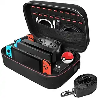 Amazon Case voor nintendo switch, deluxe hard carrying case bag voor nintendo switch, switch case box met grote opslag voor 18 game  aanbieding