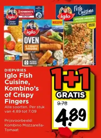 Vomar Voordeelmarkt Iglo Fish Cuisine. Kombino's of Crispy Fingers aanbieding