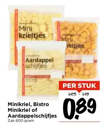 Vomar Voordeelmarkt Minikriel, Bistro Minikriel of Aardappelschijfjes Zak 600 gram aanbieding