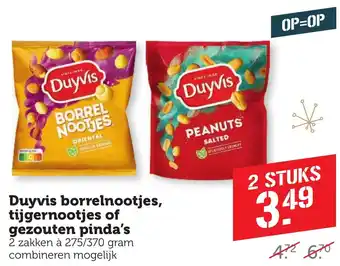 Coop Duyvis borrelnootjes, tijgernootjes of gezouten pinda's aanbieding