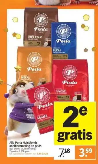 Albert Heijn Alle perla huisblends snelfiltermaling en pads aanbieding