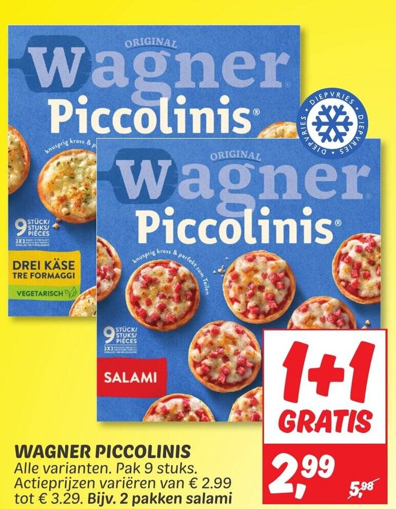 WAGNER PICCOLINIS 1+1 gratis aanbieding bij Dekamarkt