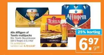 Albert Heijn Alle affligem of texels multipacks bijv. texels skuumkoppe set 6 flesjes à 0.3 liter de actieprijzen variëren van 4.72-13.87 aanbieding