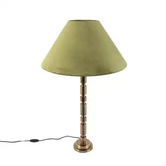 Lampenlicht.nl Art deco tafellamp met velours kap groen 50 cm - torre aanbieding