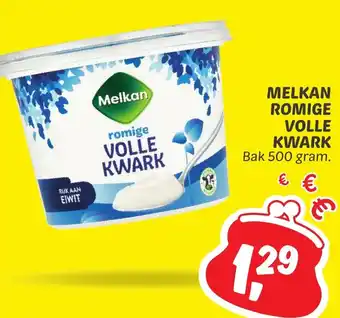 Dekamarkt MELKAN ROMIGE VOLLE KWARK 500 gram aanbieding