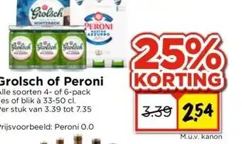 Vomar Voordeelmarkt Grolsch of peroni aanbieding