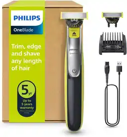 Amazon Philips oneblade 360 hybrid face elektrische baardtrimmer scheerapparaat, met 2 innovatieve 360 mesje voor het gezicht, 5-in- aanbieding