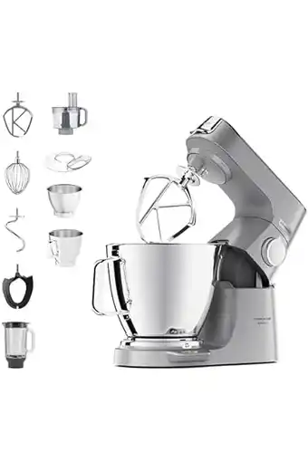 Amazon Kenwood titanium chef baker xl kvl85.424si - keukenmachine met ingebouwde weegschaal & 2 mengkommen, 1200 watt, incl. 4-delig aanbieding