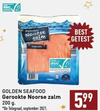 ALDI Golden seafood gerookte noorse zalm 200 g. aanbieding