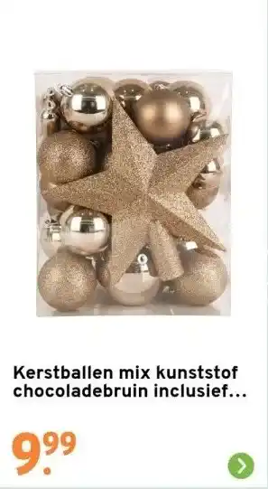 GAMMA Kerstballen mix kunststof chocoladebruin inclusief piek aanbieding