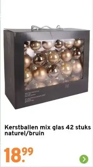 GAMMA Kerstballen mix glas 42 stuks naturel/bruin aanbieding