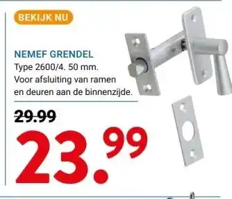 Kluswijs Nemef grendel aanbieding