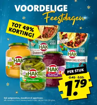 Boni Hak potgroenten, stazakken of appelmoes alle varianten, m.u.v. bonenschotels in pot, zak/pot 500-720 gram aanbieding