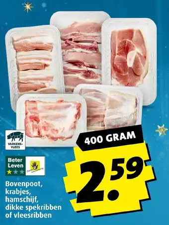 Boni Bovenpoot, krabjes, hamschijf, dikke spekribben of vleesribben 400 ram aanbieding